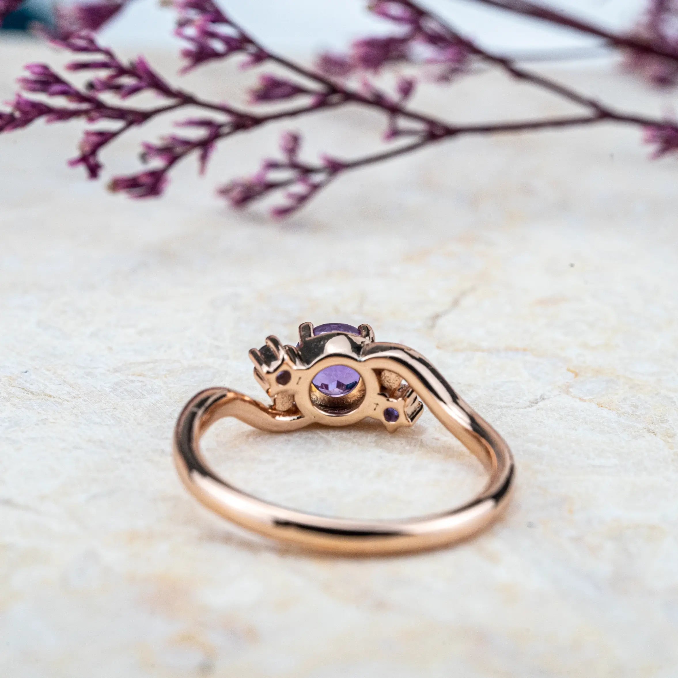 Twilight - Amethyst Ring  Round Cut Natural Gem