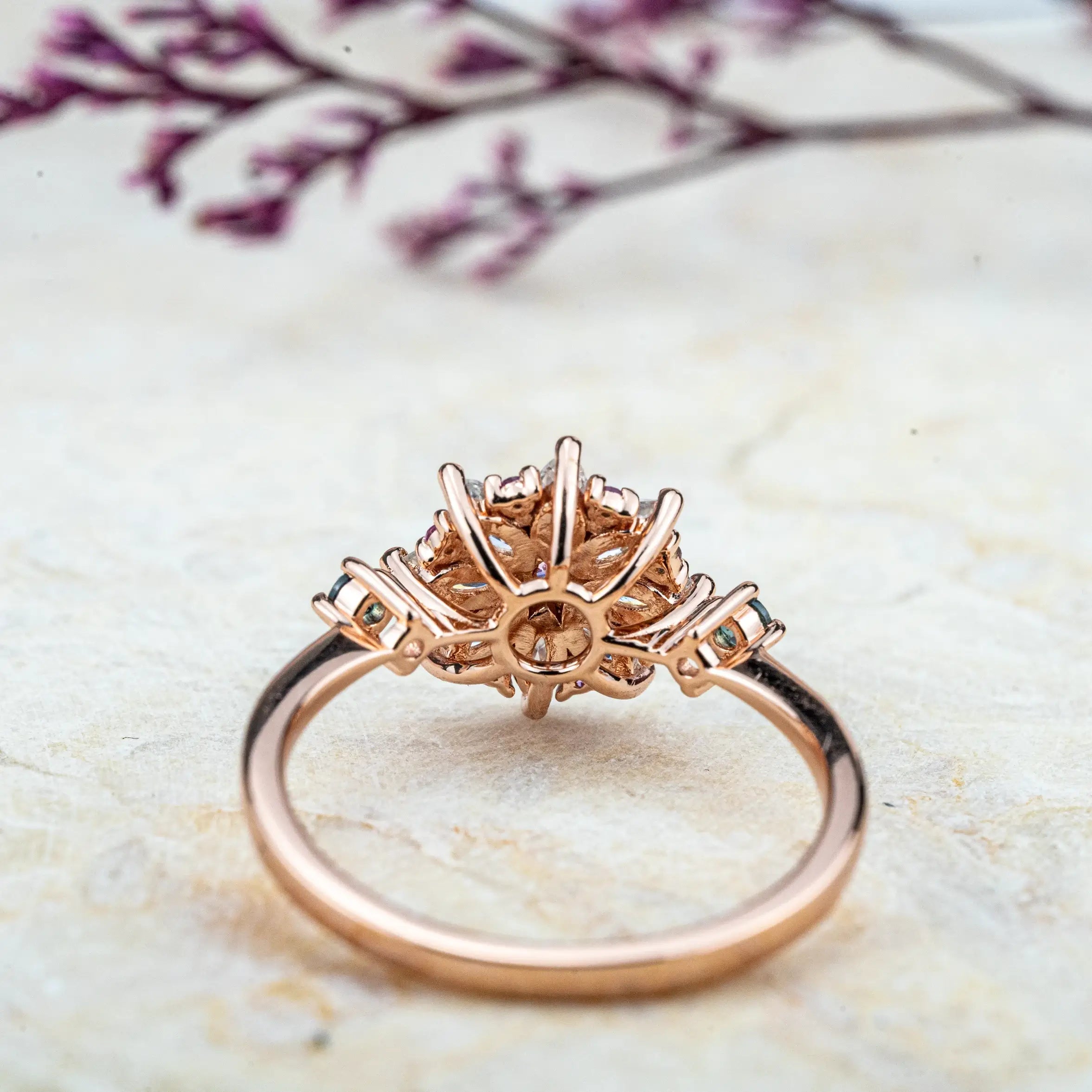 Petal Radiance - Flower Rings Custom Anniversary Gold Ring