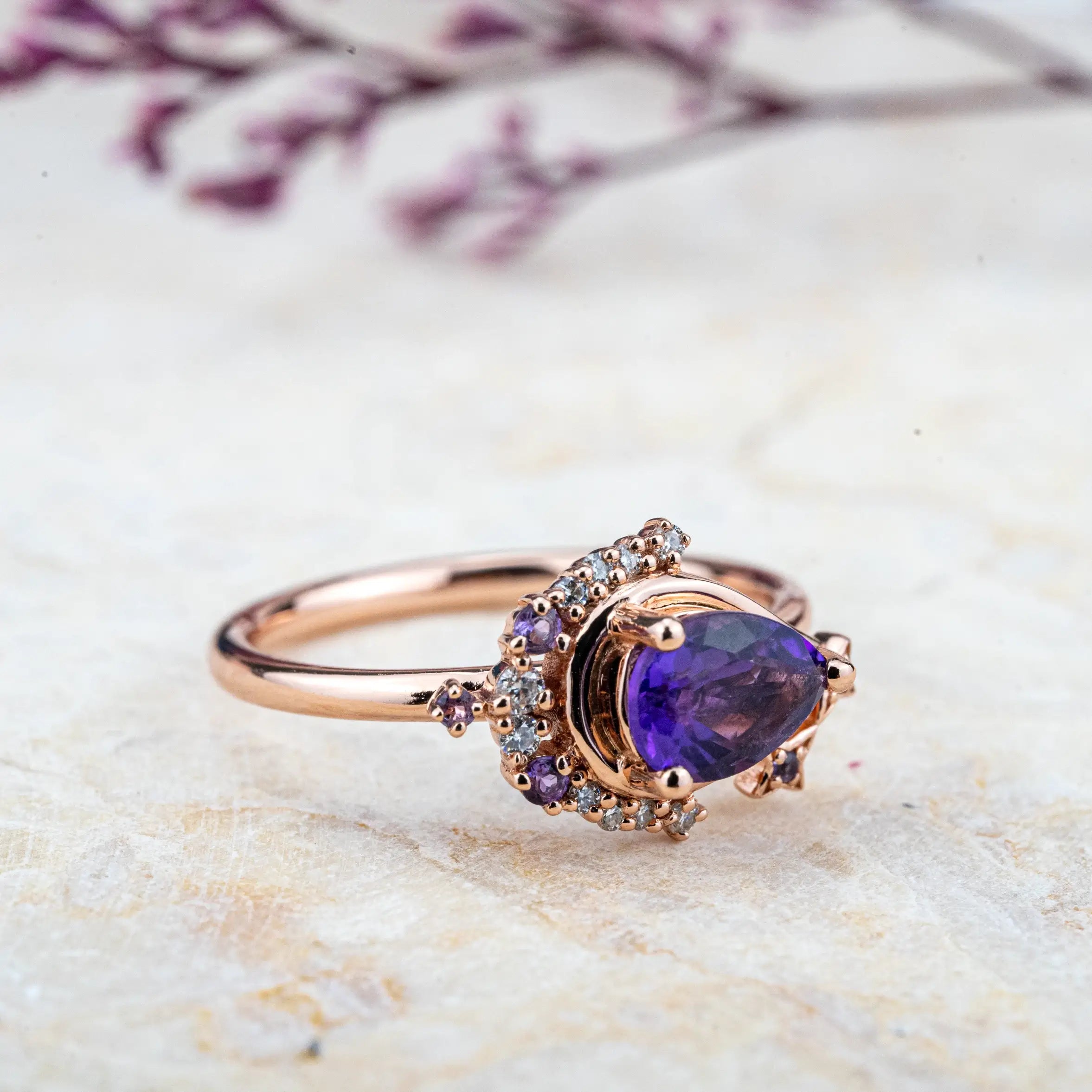 Selene - Art Rings Design Moon Style Amethyst Engagement Rings