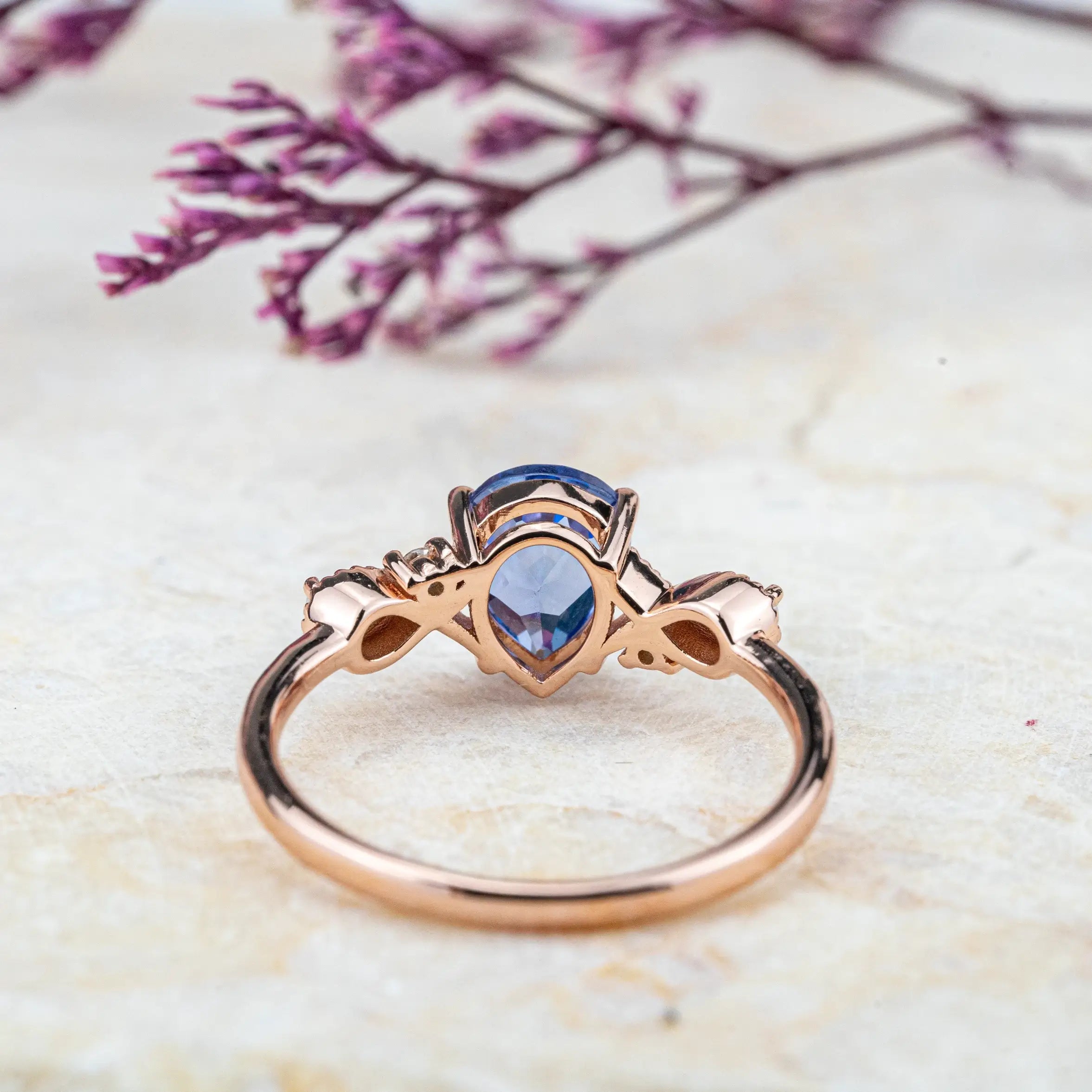 Evangeline - Pear Cut Sapphire Ring Vintage Elegance Engagement Rings March birthstone ring for women promise ring