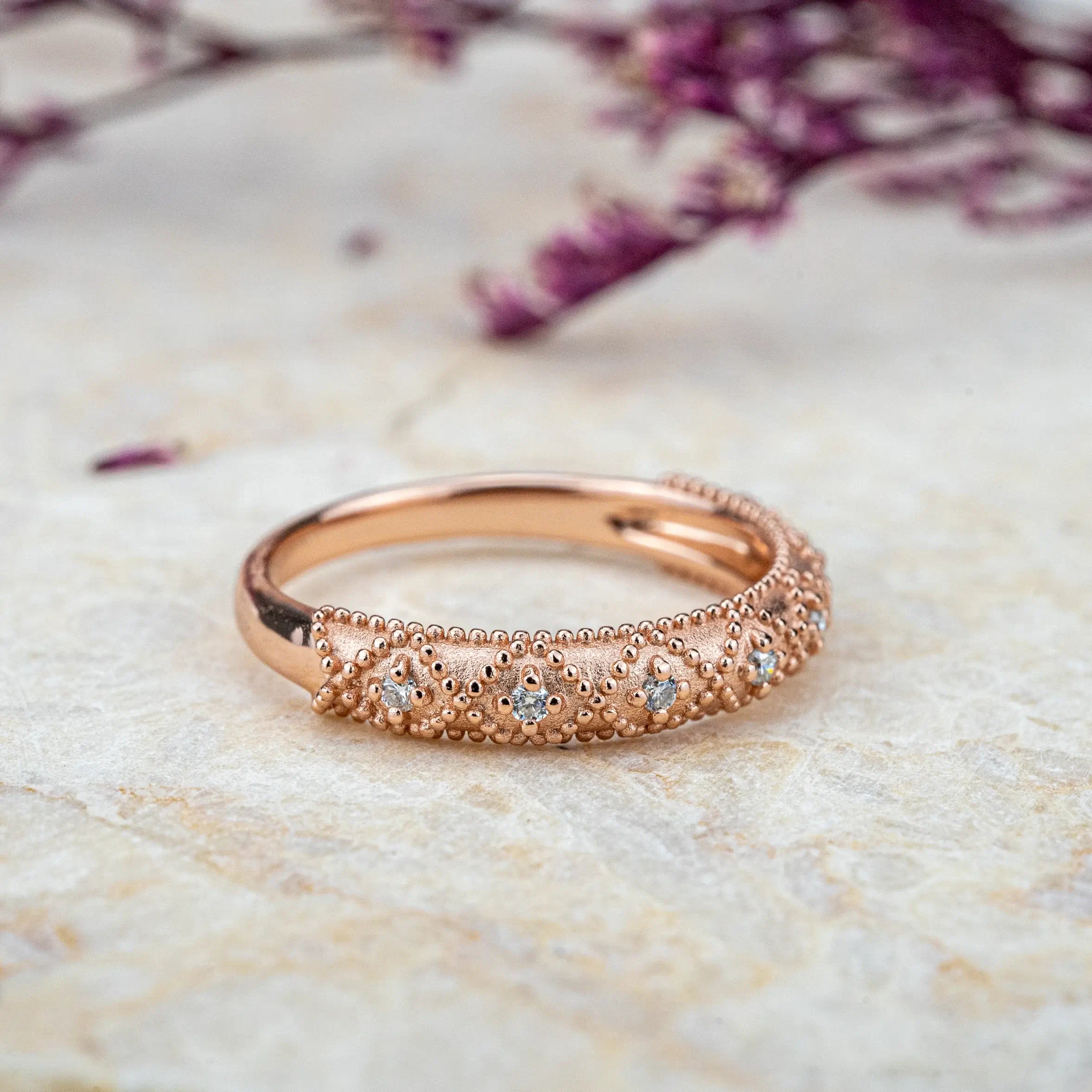 Serafina - Vintage Wedding Band Diamond Ring Anniversary Ring