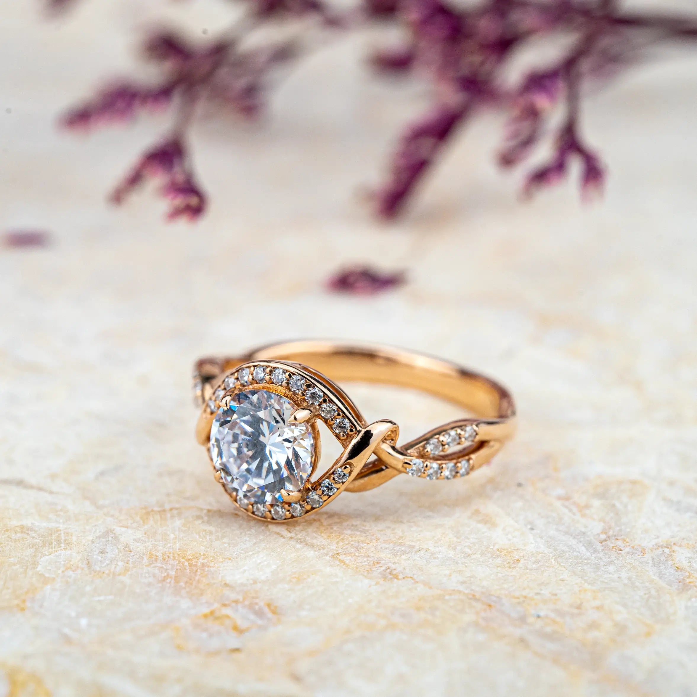 Visionaire Moissanite Ring – Unique 14K Gold Engagement Promise Rings for ladies anniversary ring unique halo ring