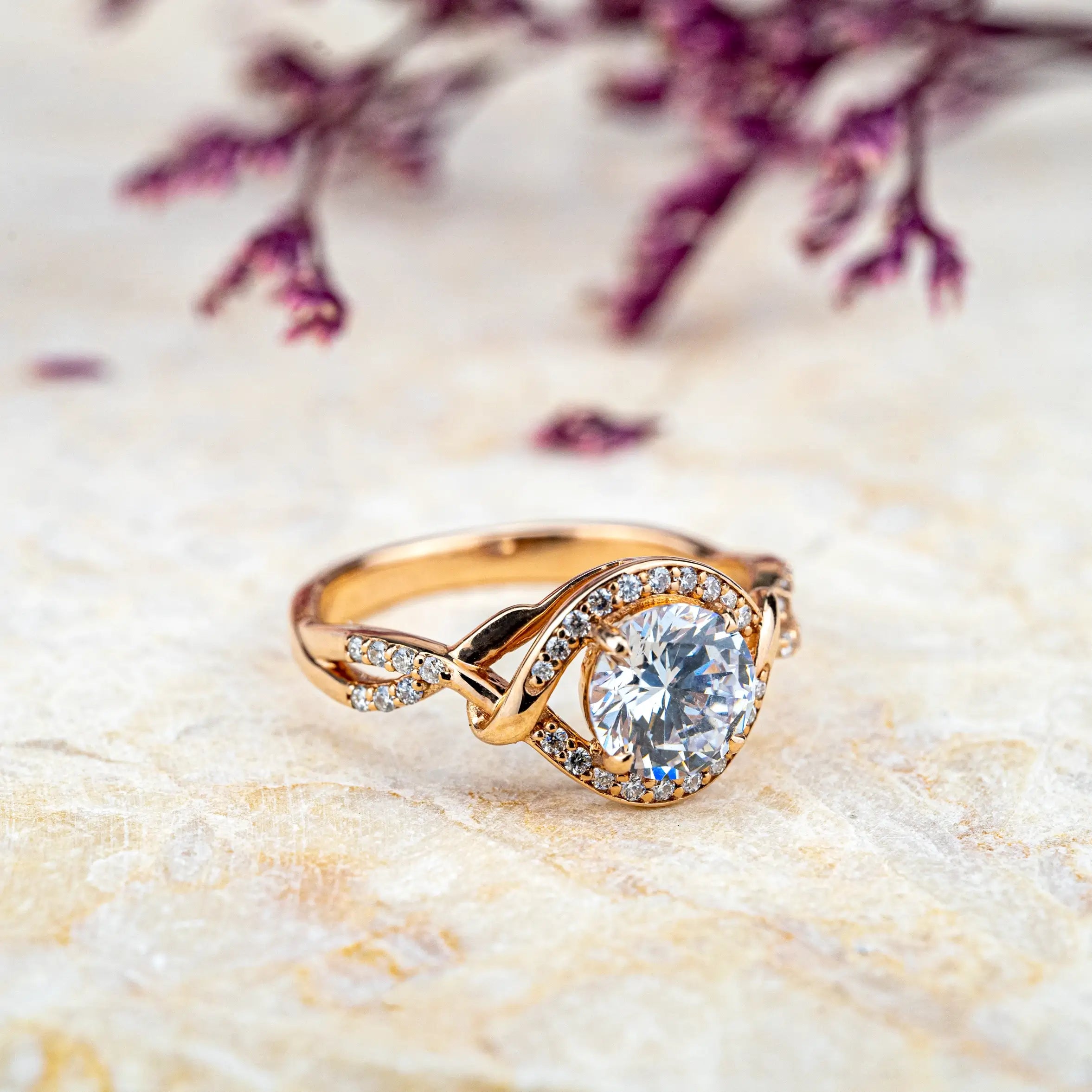 Visionaire Moissanite Ring – Unique 14K Gold Engagement Promise Rings for ladies anniversary ring unique halo ring