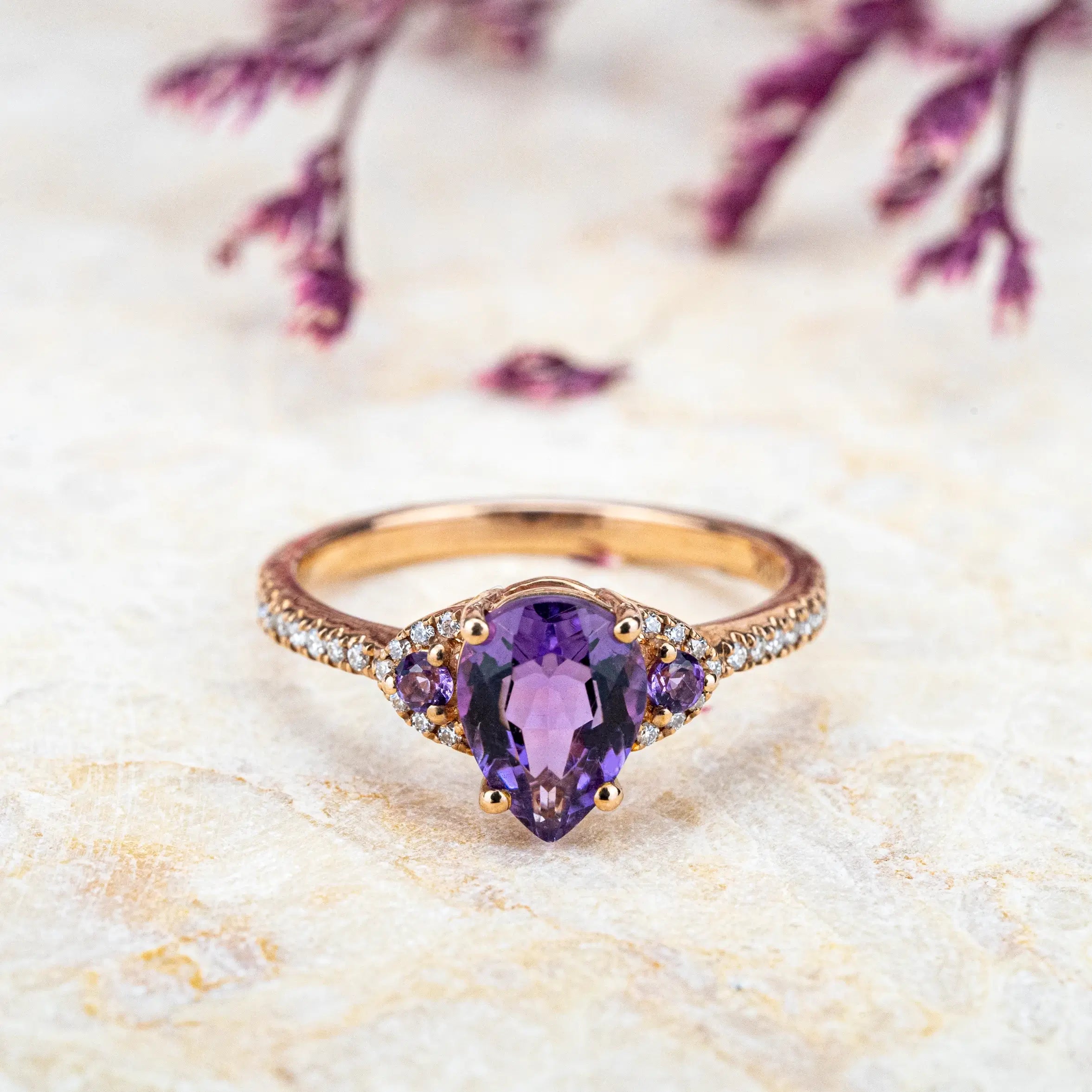 best gold ring for women anniversary ring Eternity Band Engagement Ring Vintage February Birthstone Amethyst Ring