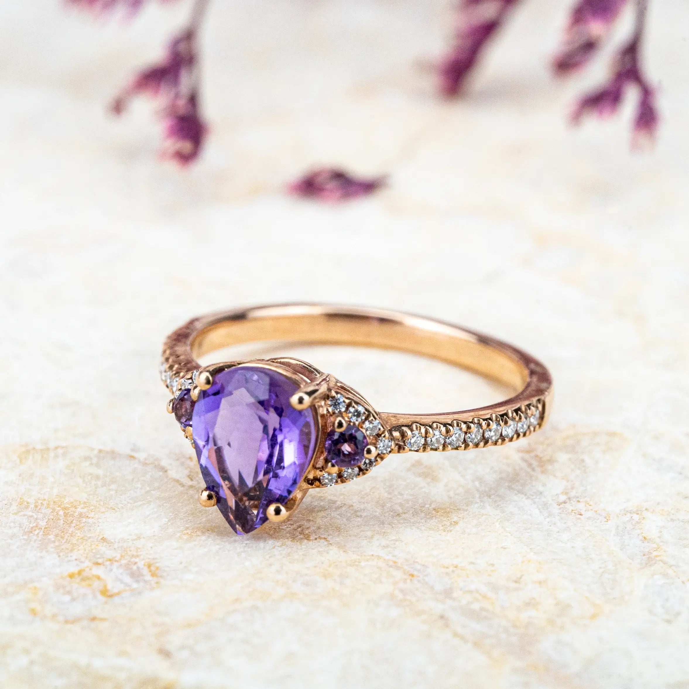 best gold ring for women anniversary ring Eternity Band Engagement Ring Vintage February Birthstone Amethyst Ring