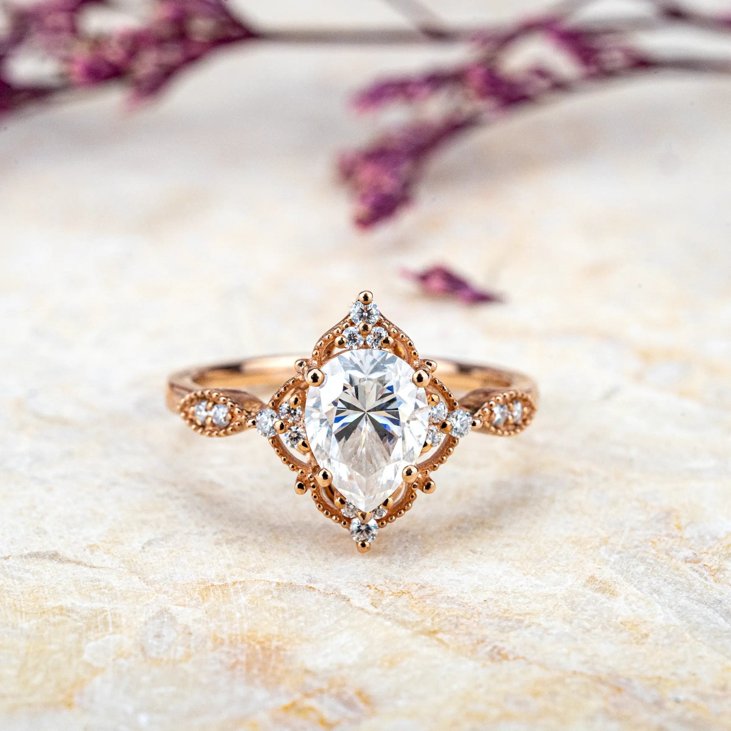 Elysium - Custom Moissanite Ring Vintage Engagement Ring For Women