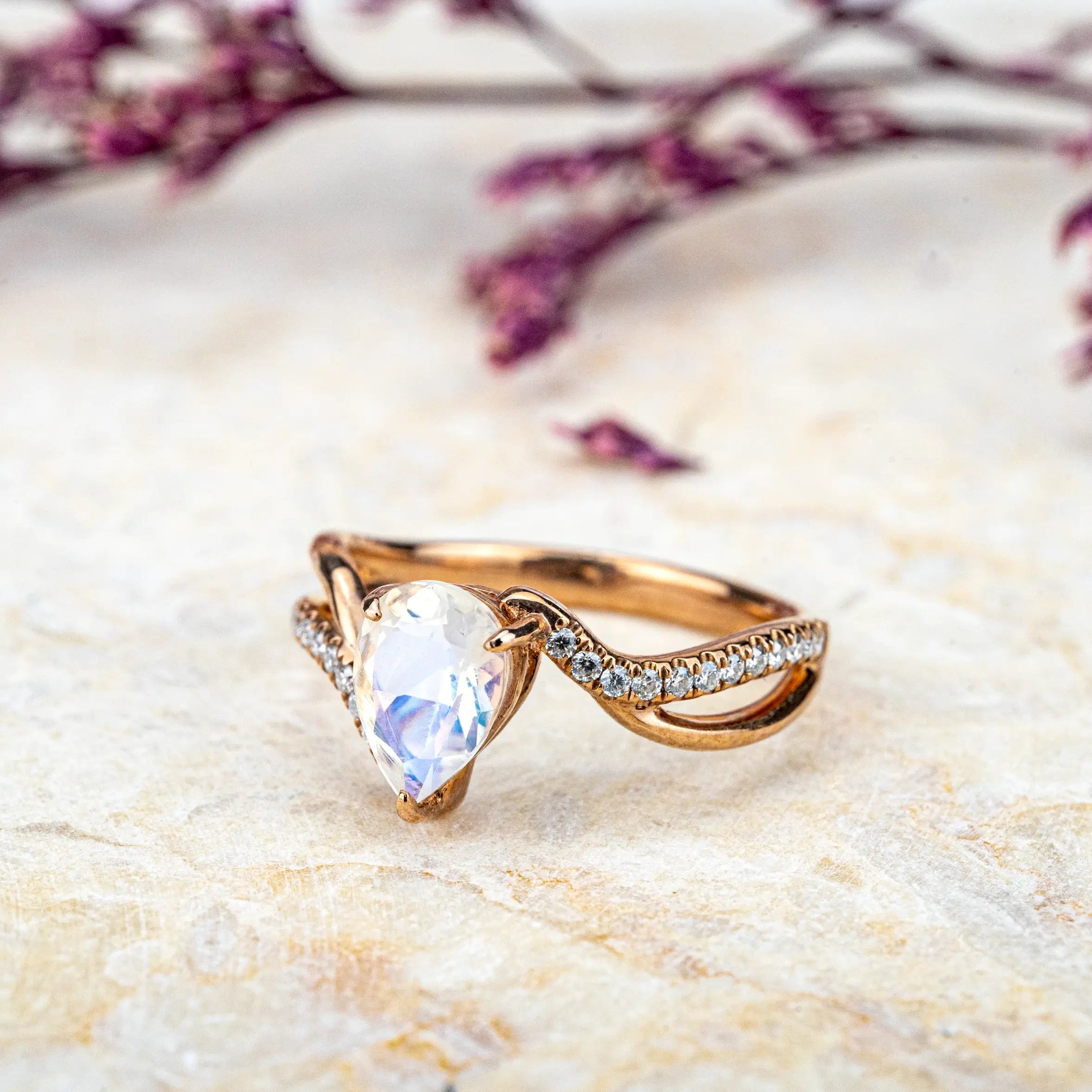 LuminaGem Ring Natural Moonstone Gold Ring Custom Promise Engagement Rings Gift For Women Anniversary Jewelry