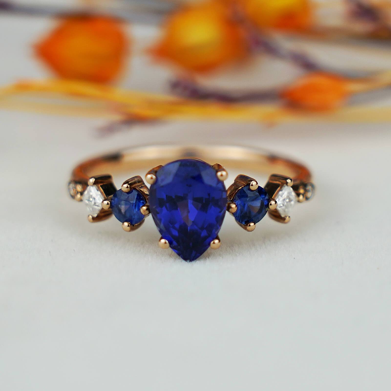 Modern Simple Sapphire Diamond Ring