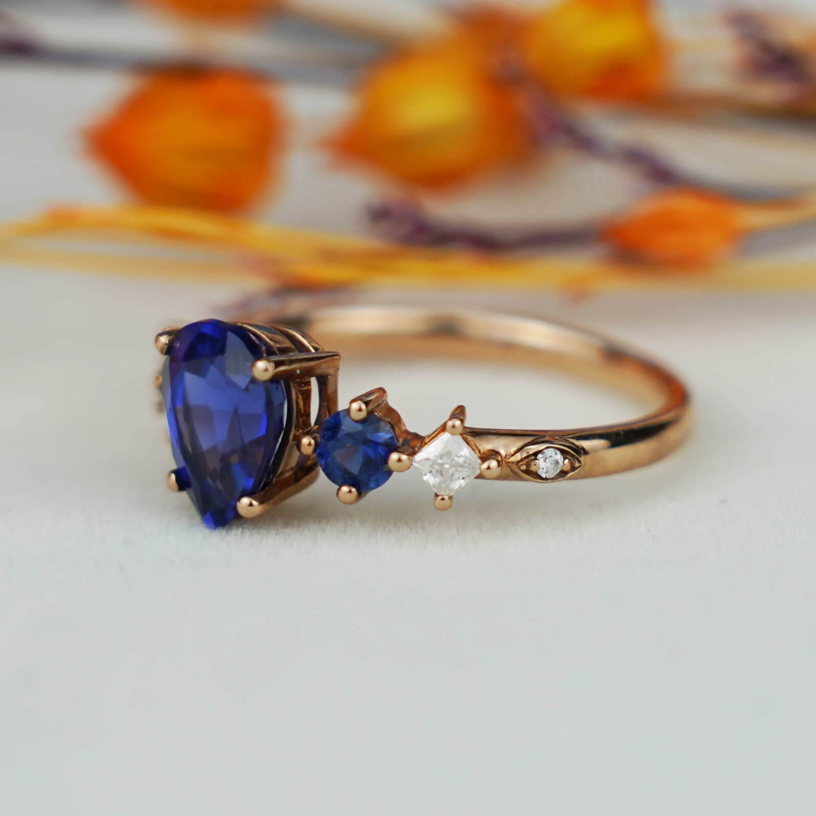 Modern Simple Sapphire Diamond Ring