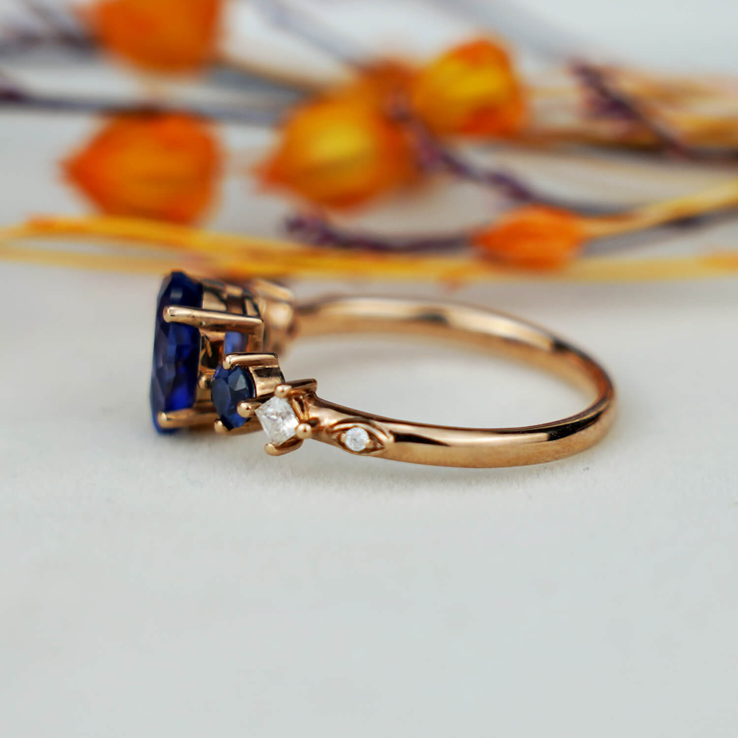 Modern Simple Sapphire Diamond Ring