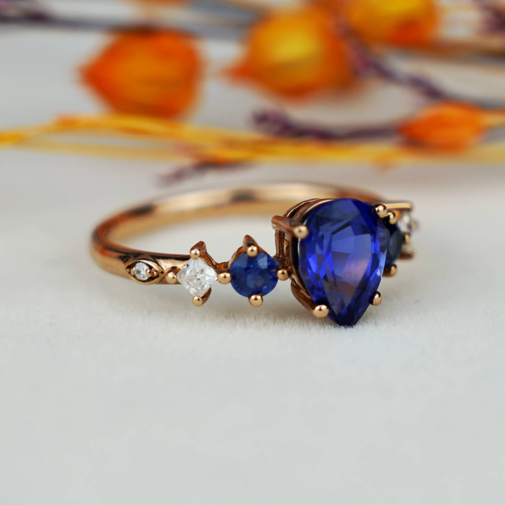 Modern Simple Sapphire Diamond Ring