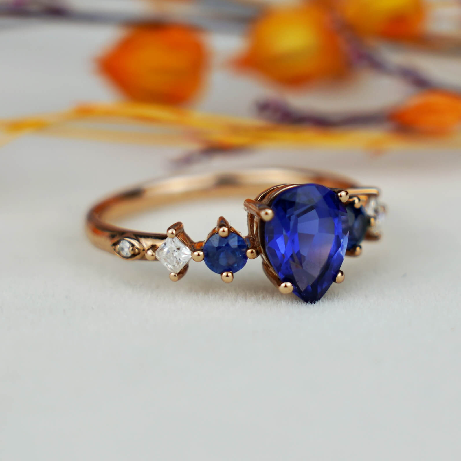 Modern Simple Sapphire Diamond Ring