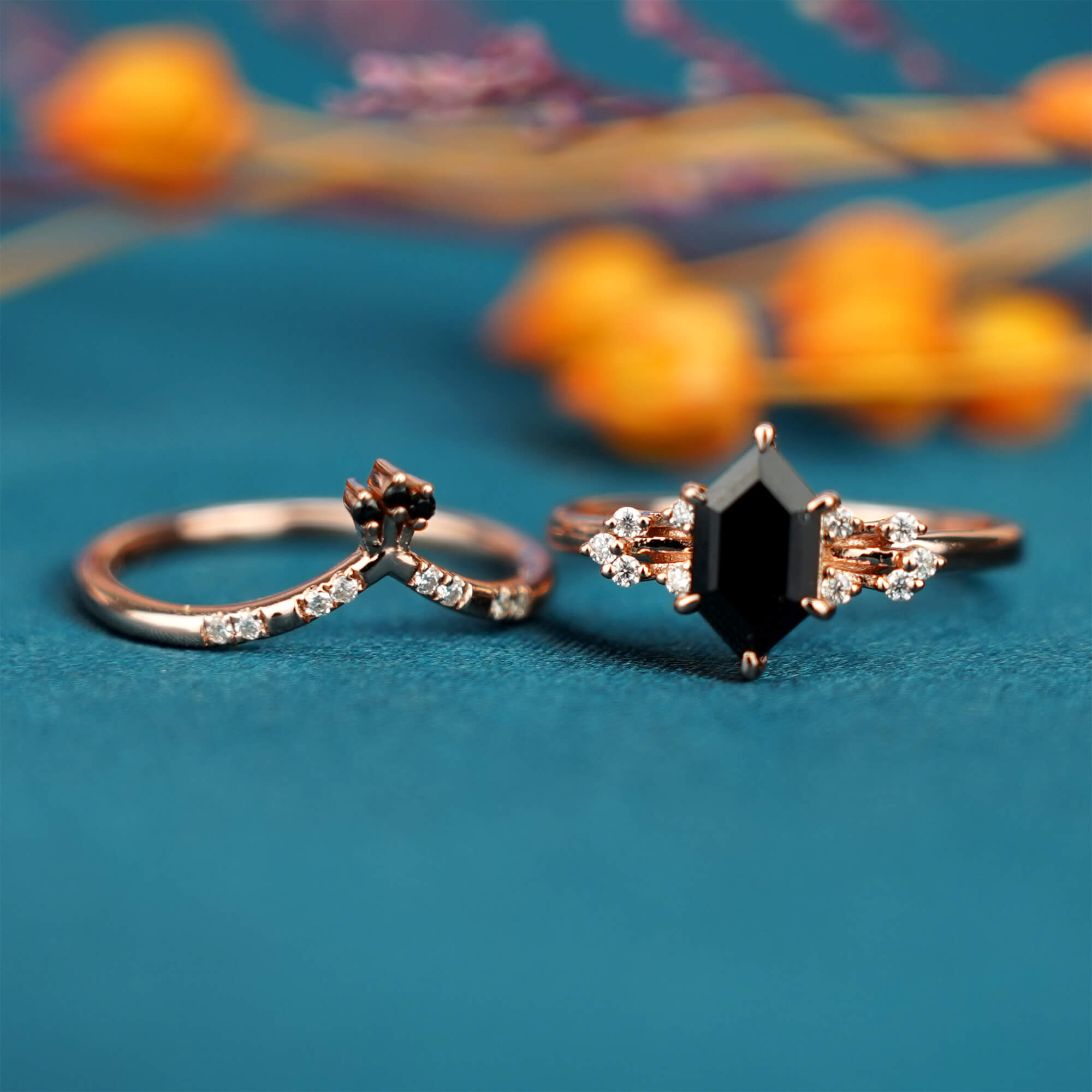 Regal Nocturne Ring-Black Onyx Engagement Ring Set