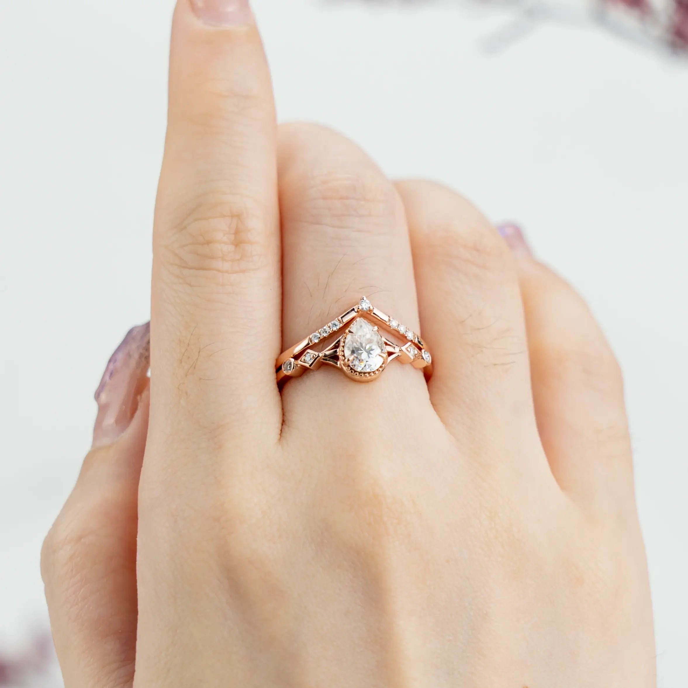 Ethereal Ring Minimalist Moissanite Proposal Ring Set