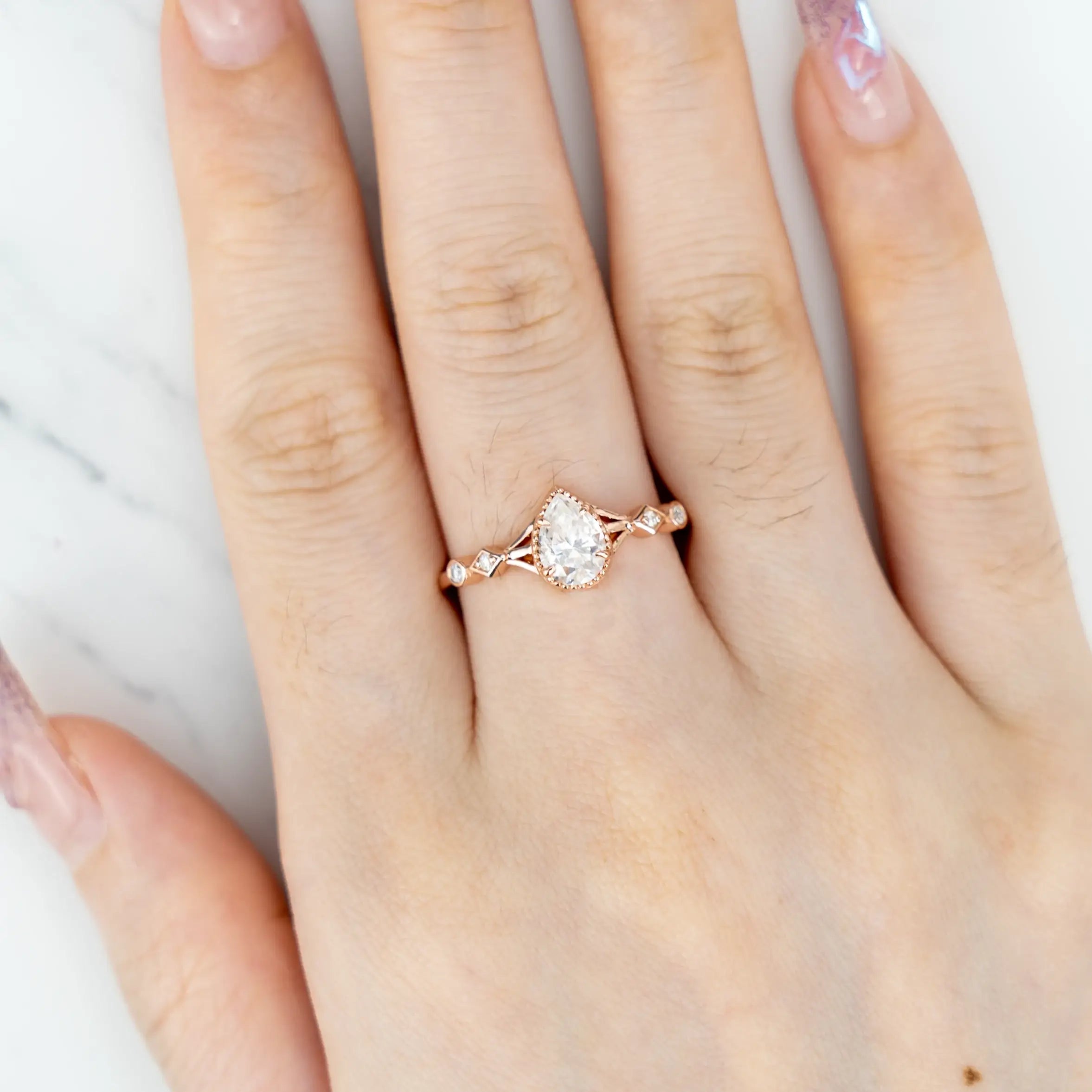 Aurelia - Custom Minimalist Engagement Ring Moissanite Ring