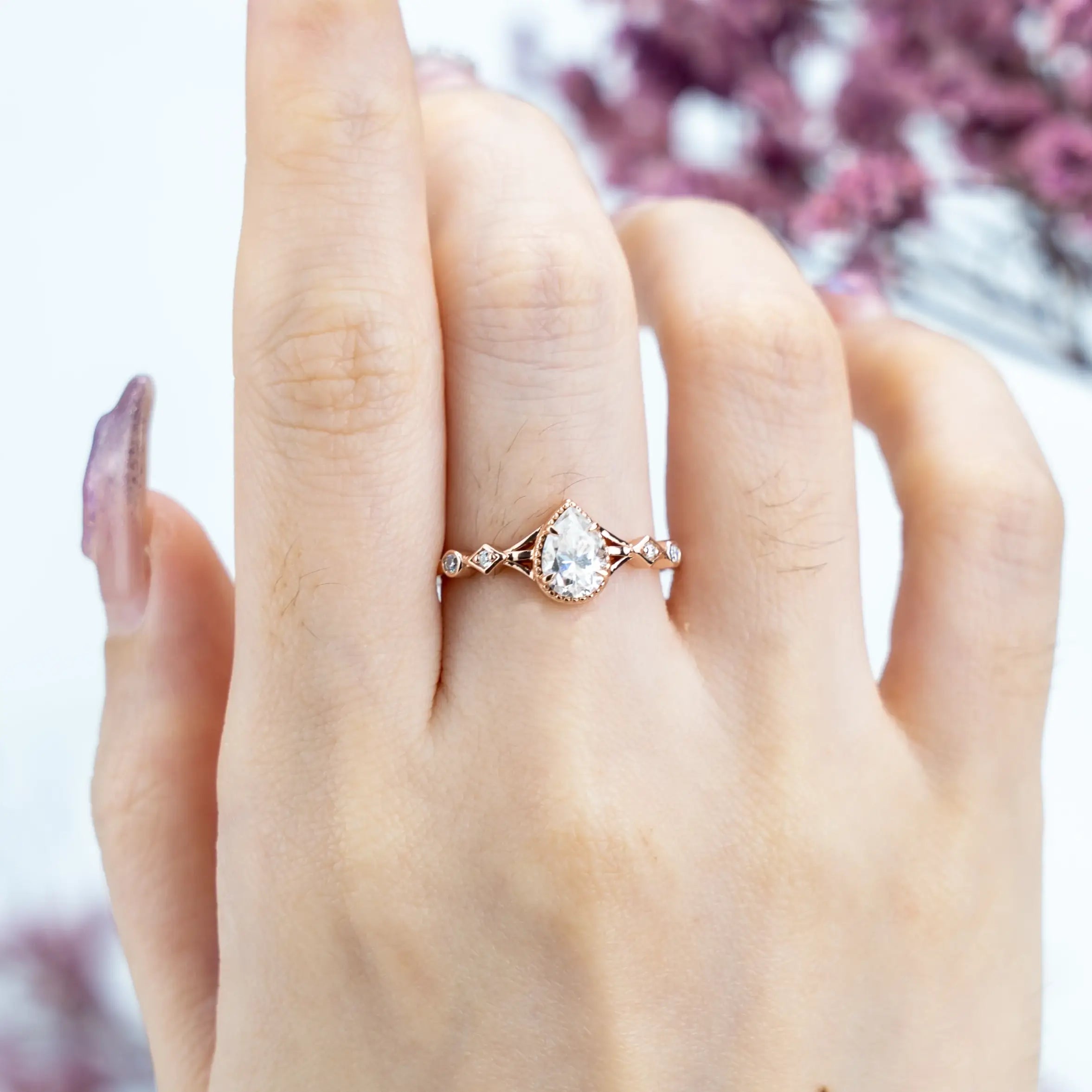 Aurelia - Custom Minimalist Engagement Ring Moissanite Ring