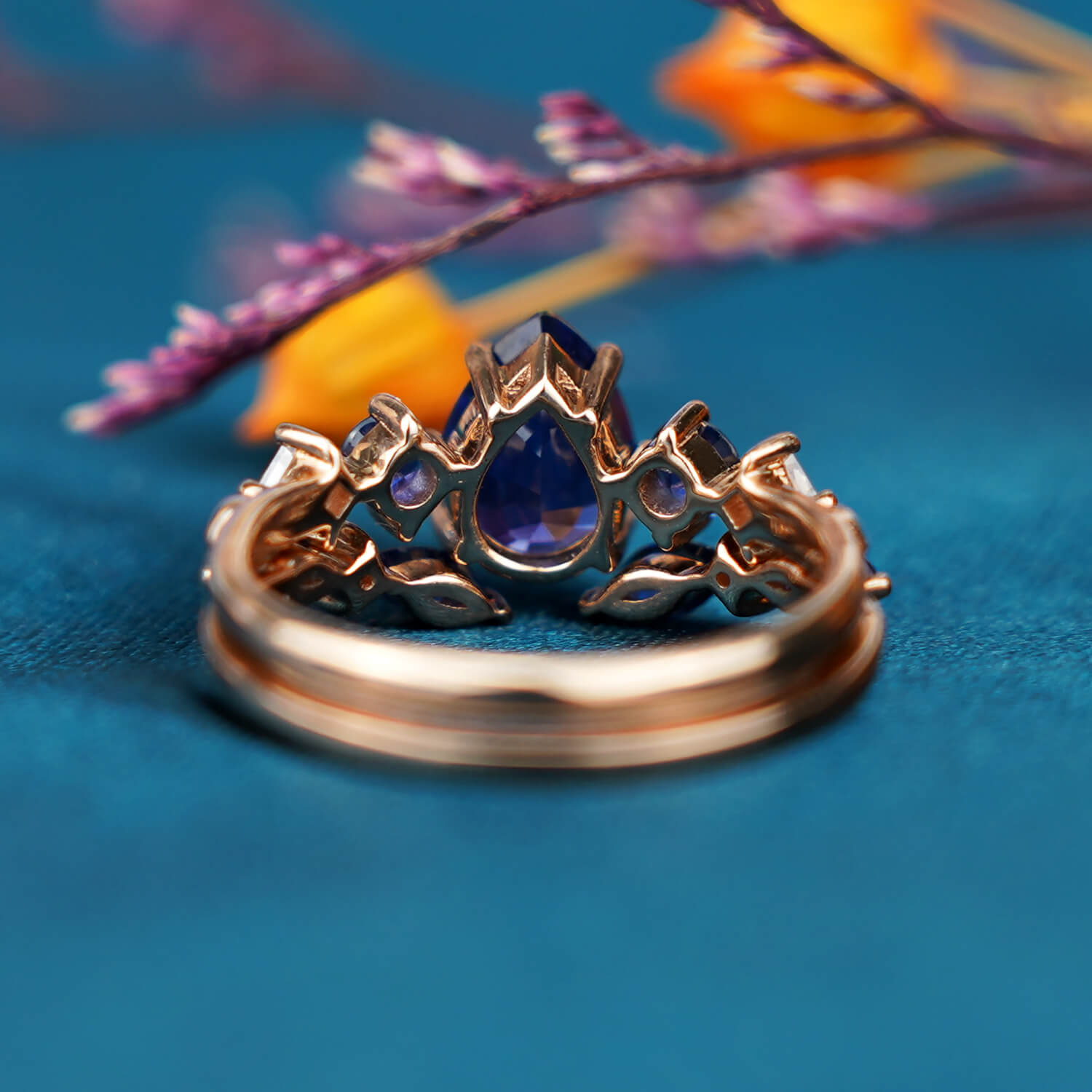 Luxurious and Timeless Sapphire Engagement Ring Set