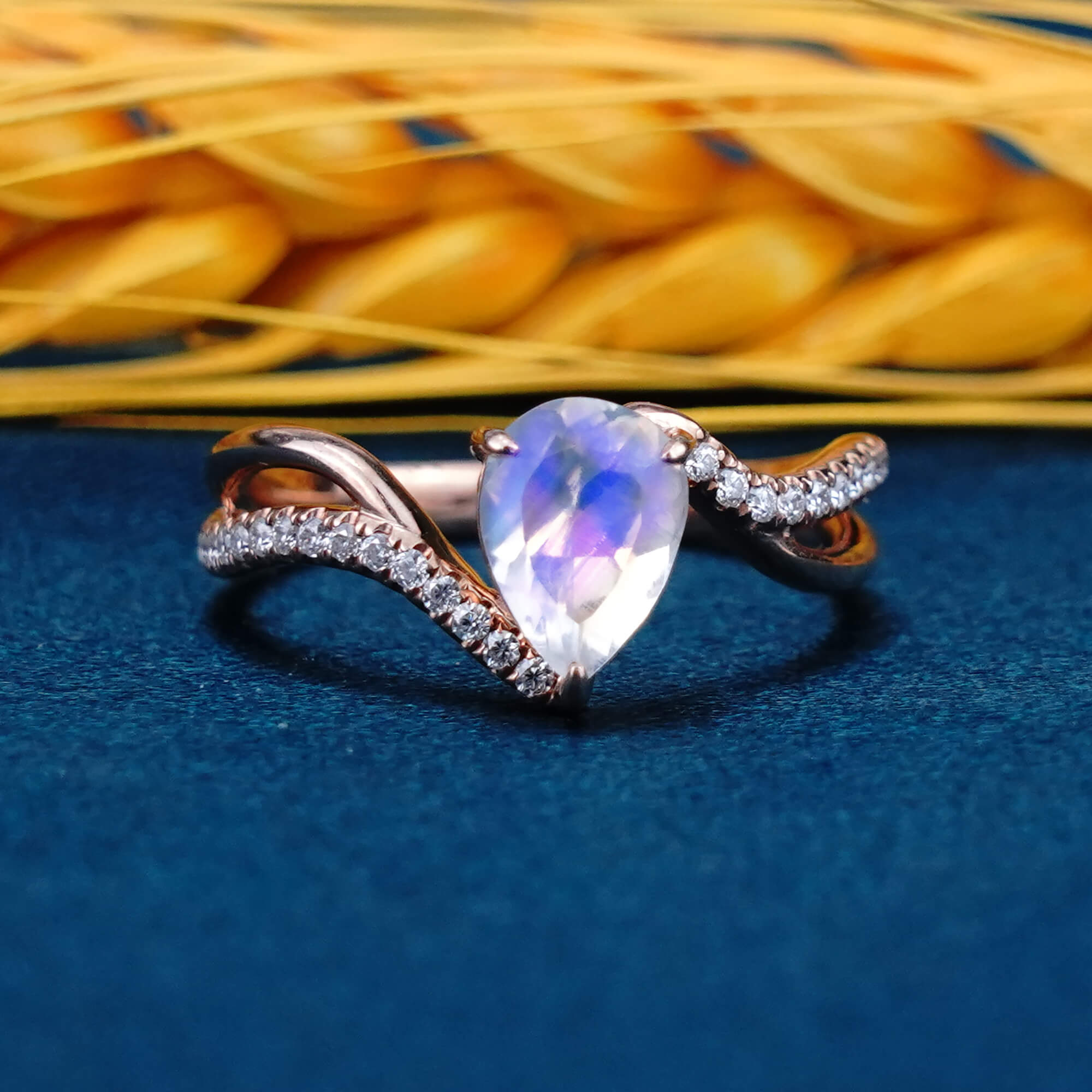LuminaGem Ring Natural Moonstone Gold Ring Custom Promise Engagement Rings Gift For Women Anniversary Jewelry