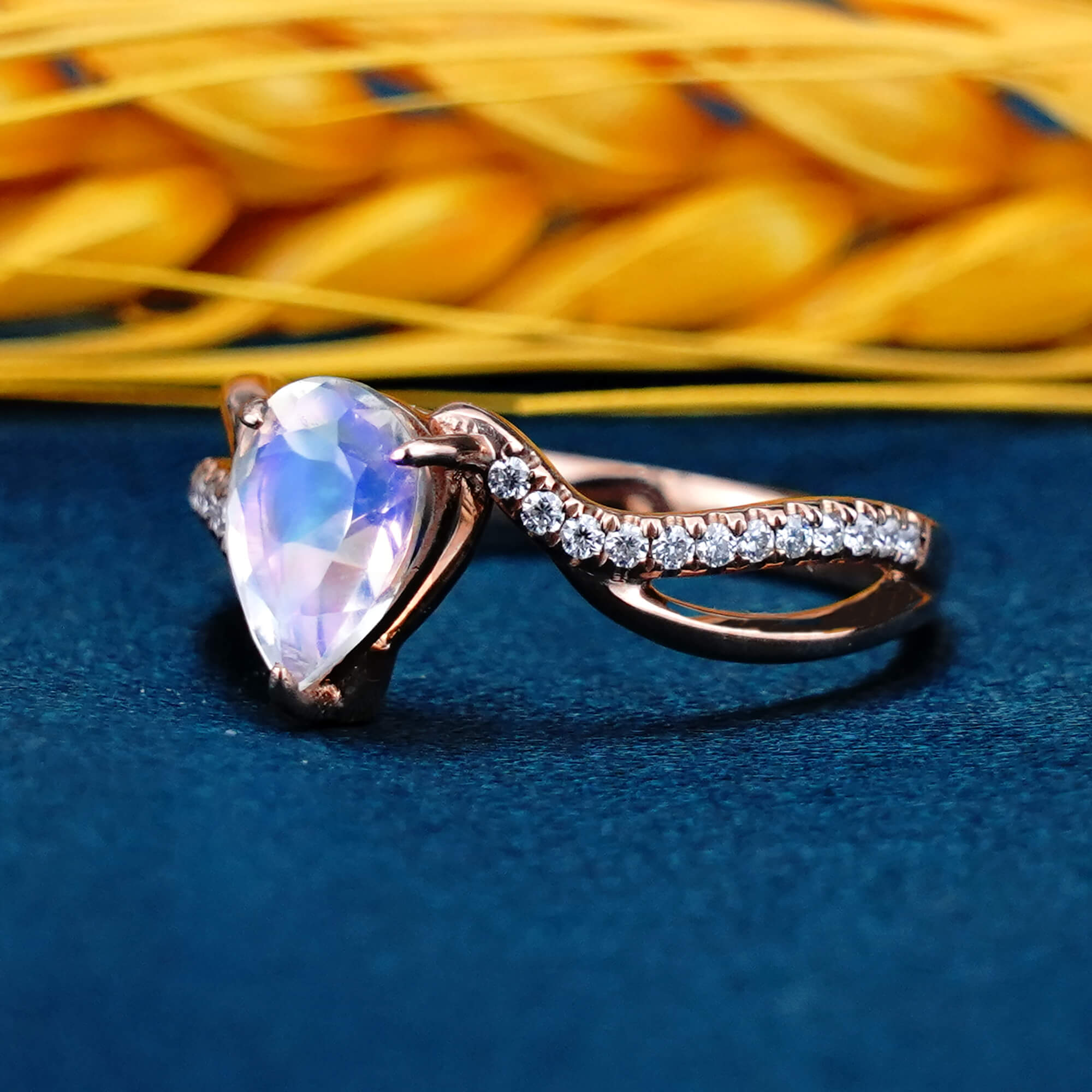 LuminaGem Ring Natural Moonstone Gold Ring | Aurumluminos, girlfriend rings for her,anniversary rings,