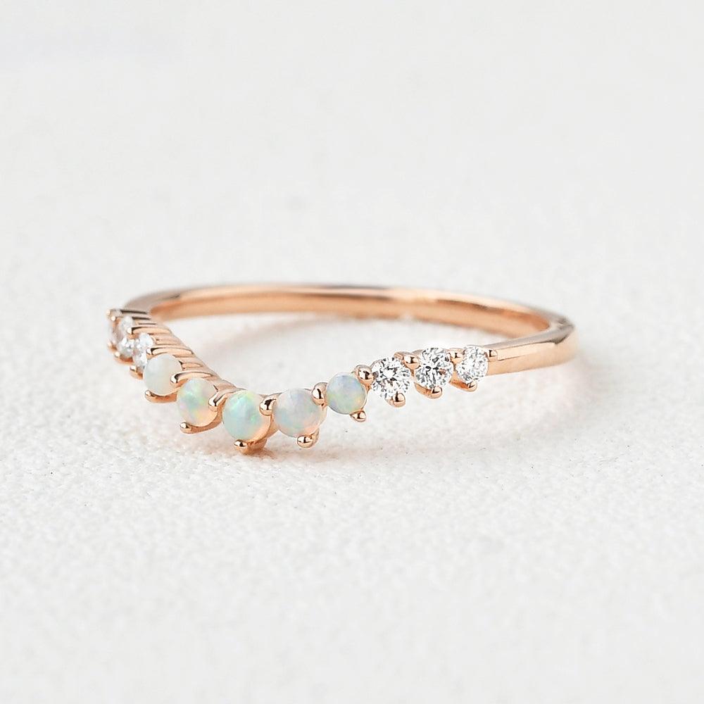 Natural Opal Cluster Rose Gold Ring