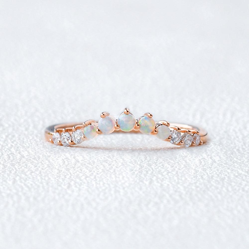 Natural Opal Cluster Rose Gold Ring